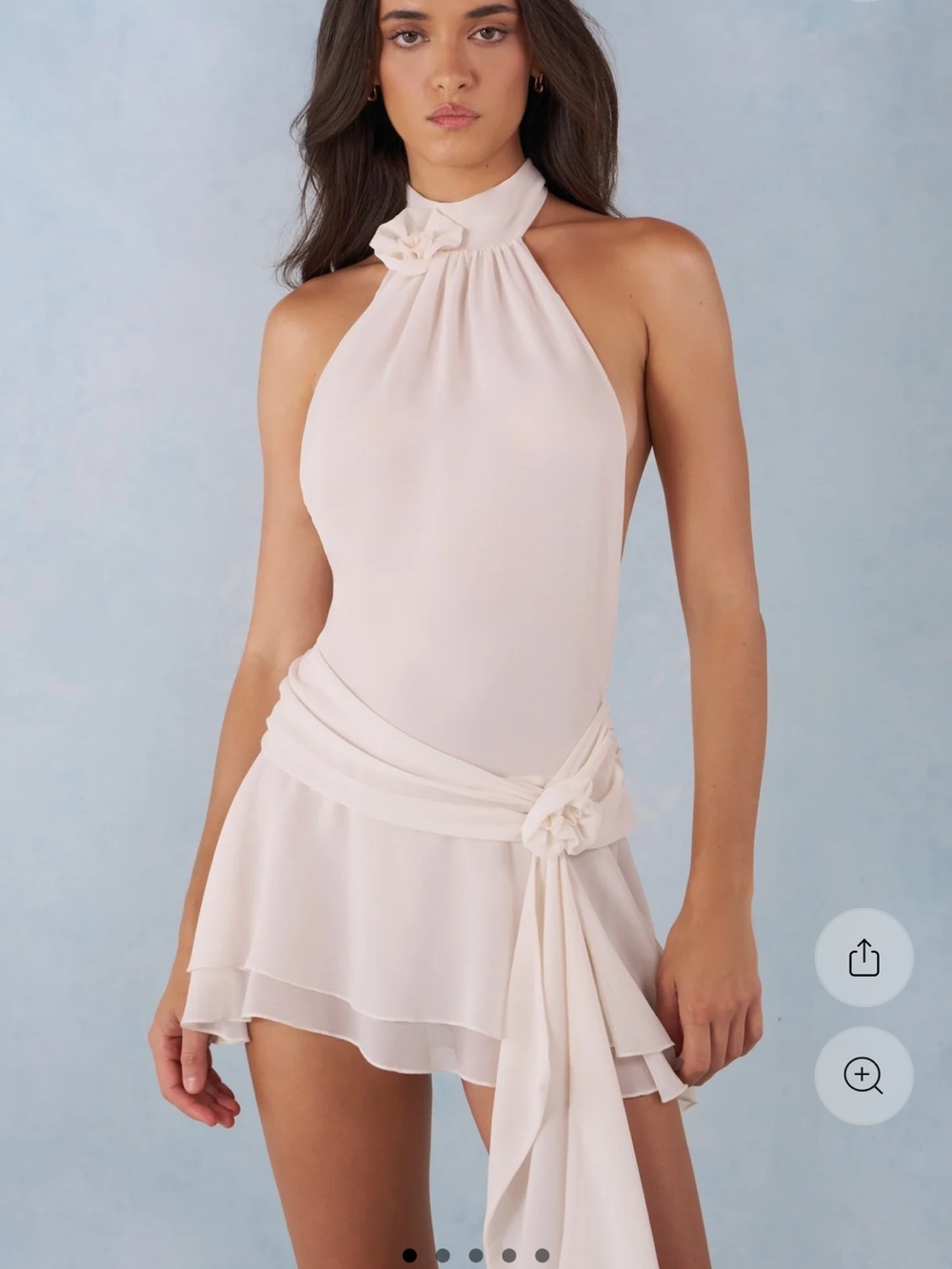Ivory Halter Mini Dress with Wrap Detail